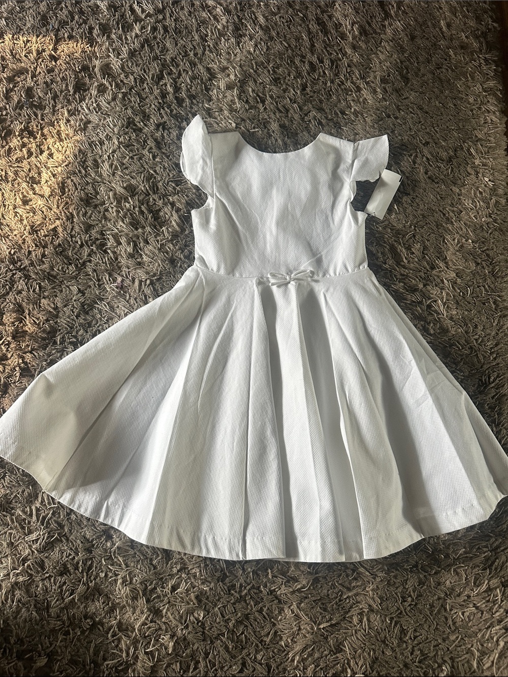 Jacadi White Flower Girl Dress with Pleated Skirt